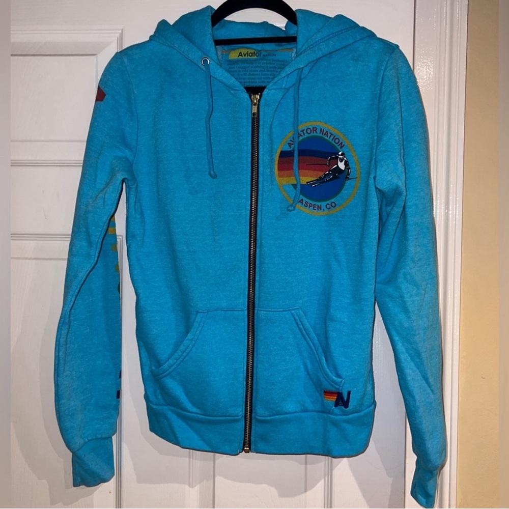 Aviator Nation Zip Hoodie - Neon Blue - XS (Viral Adam Sandler Oscars Hoodie)